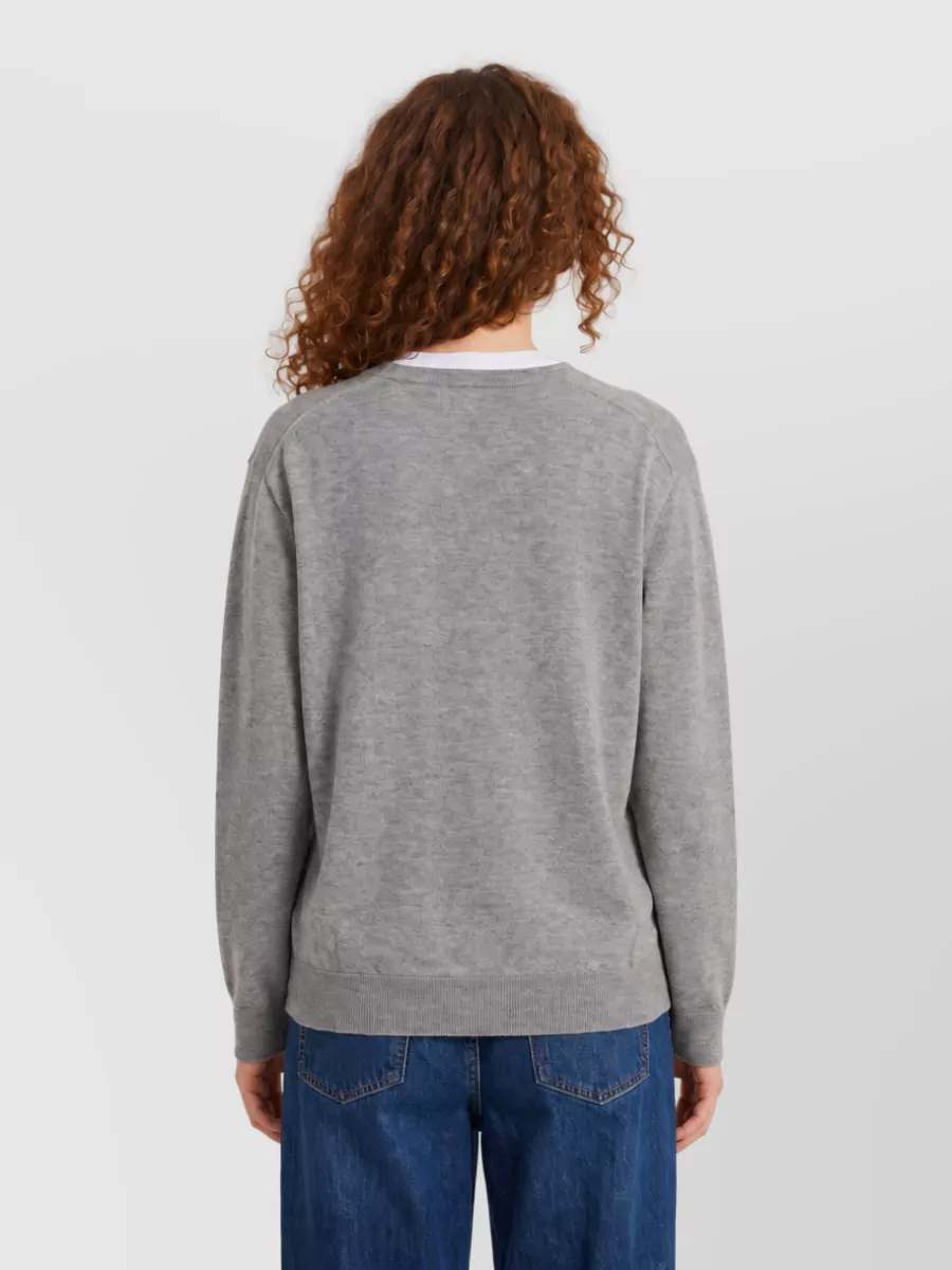 The Row Cashmere Ribbed V-Neck Sweater