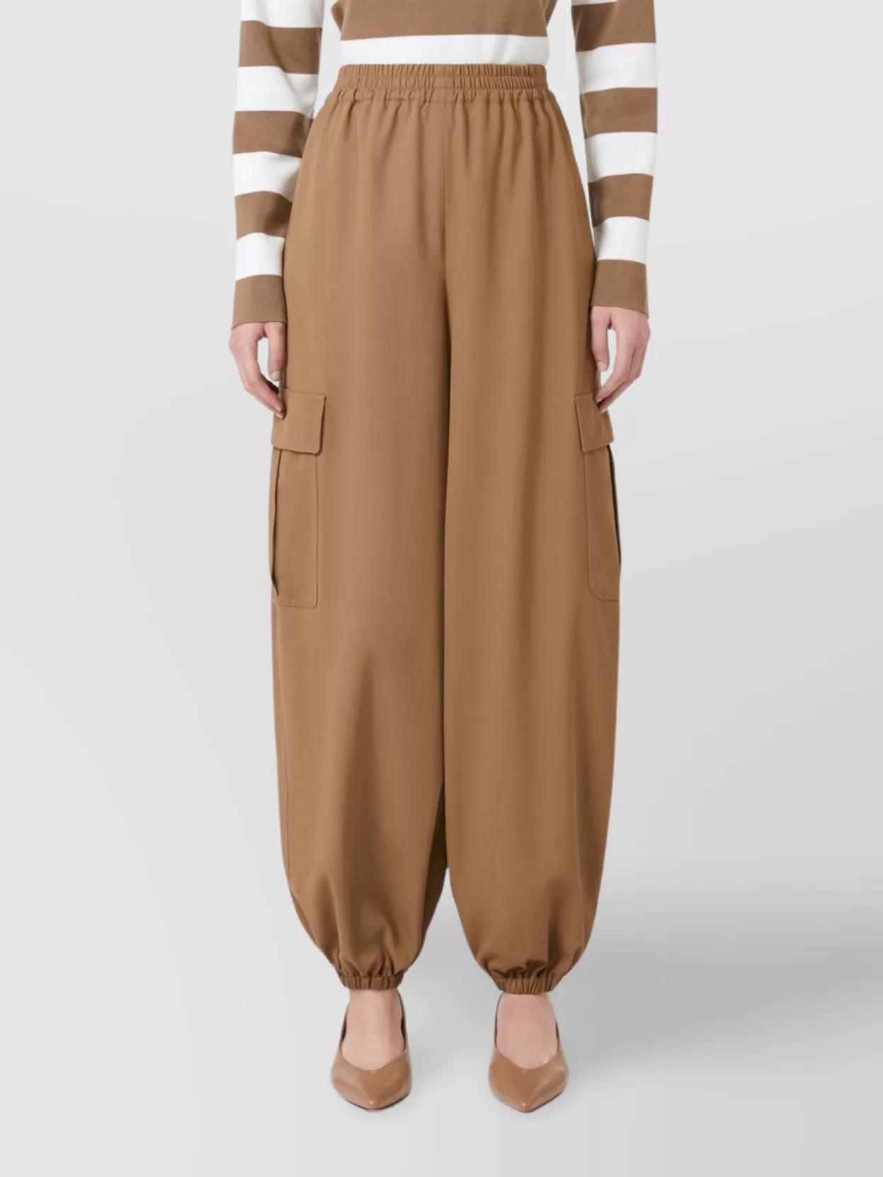 Max Mara Cotton High-Rise Wide-Leg Cargo Trousers