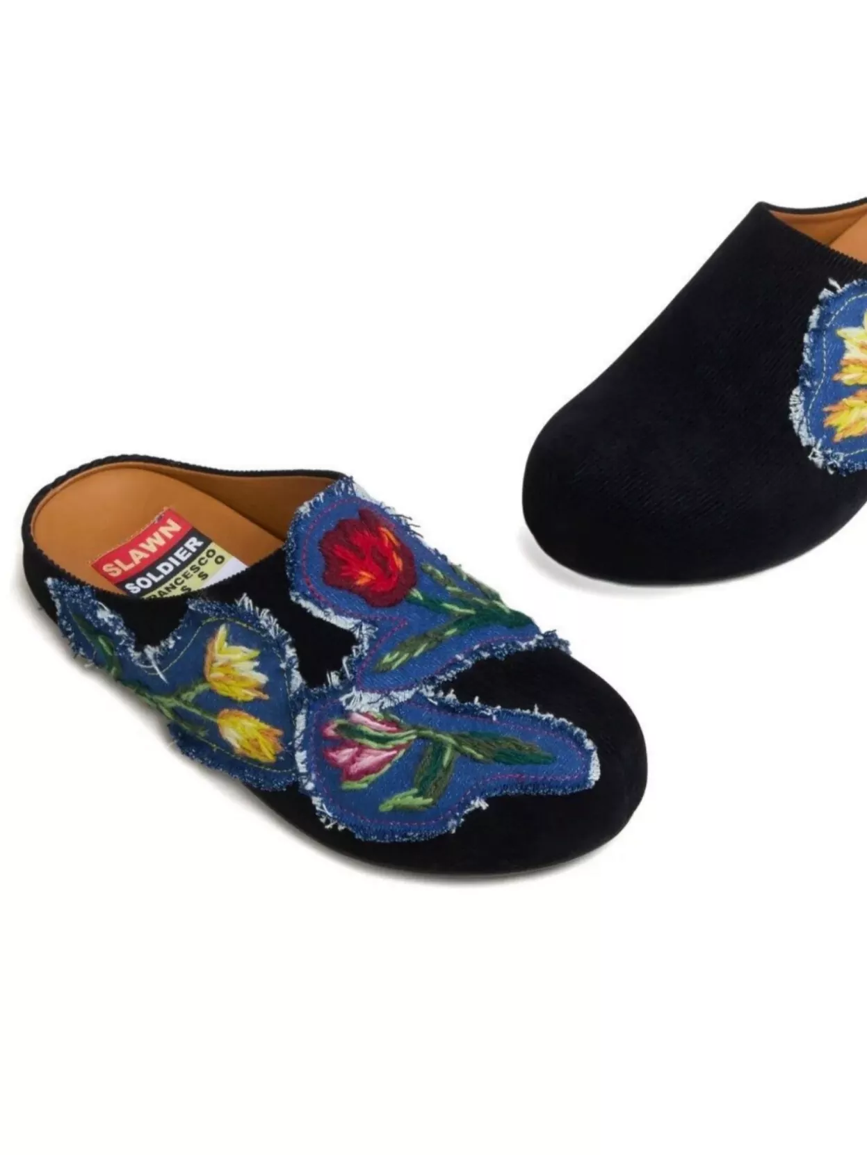 Marni Floral Embroidered Flat Back Sandals