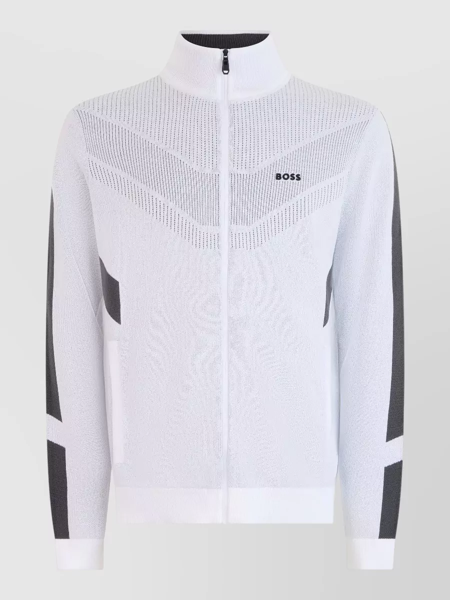 Boss cotton zip-up high-collar sweatshirt