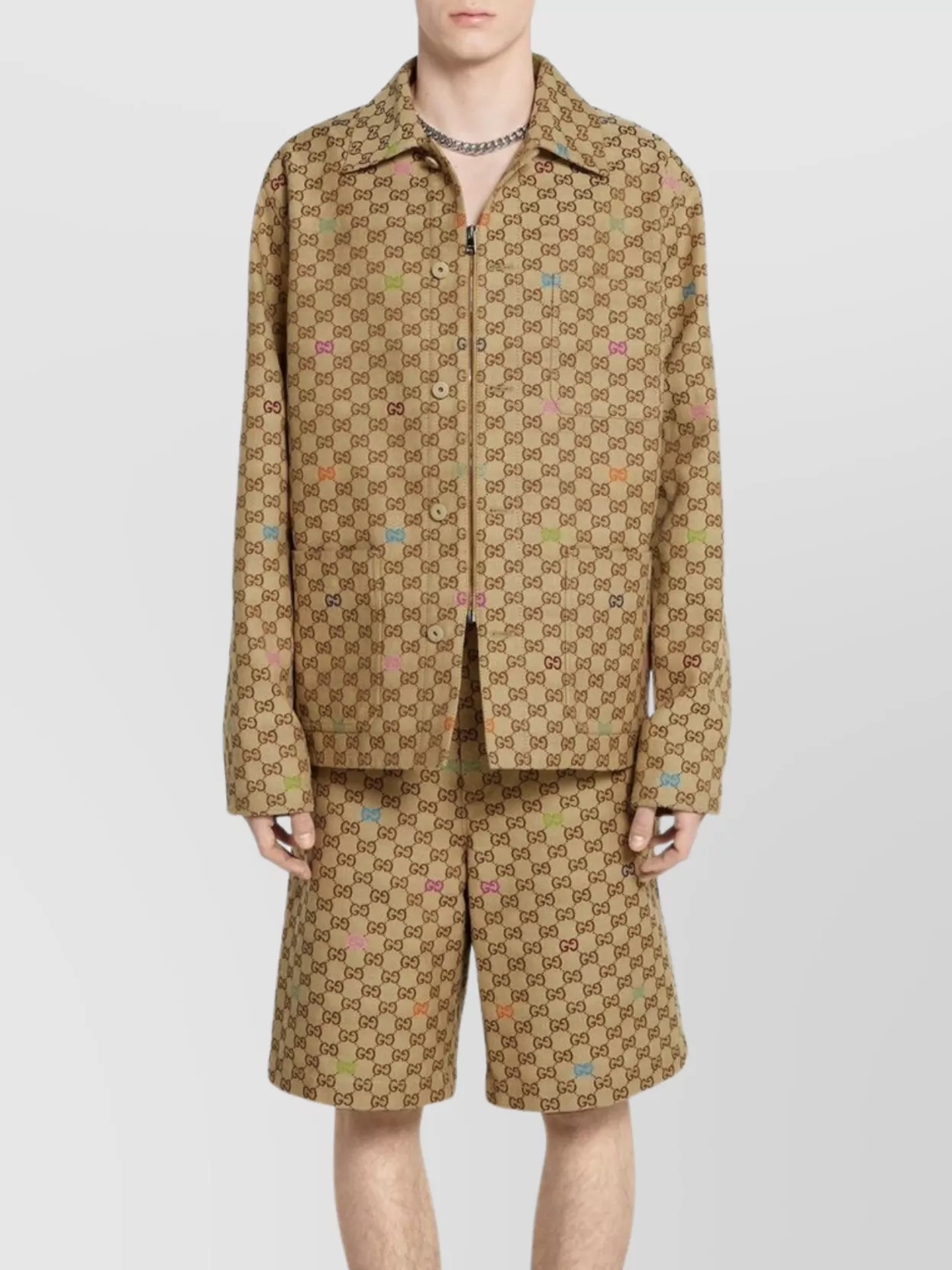 Gucci Gg Collar Jacket Multicolor Accents