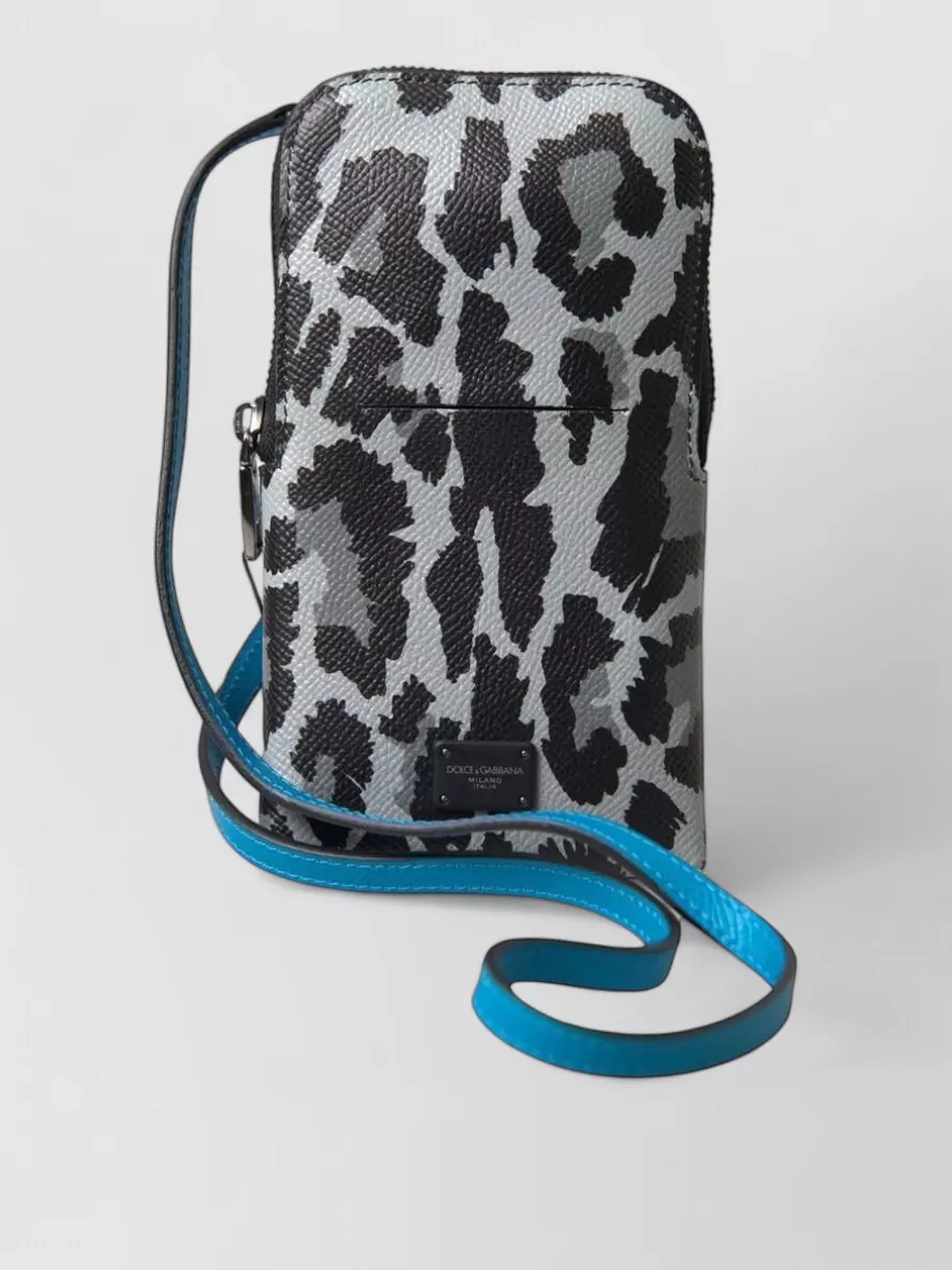 Dolce&Gabbana leopard-print leather crossbody phone bag