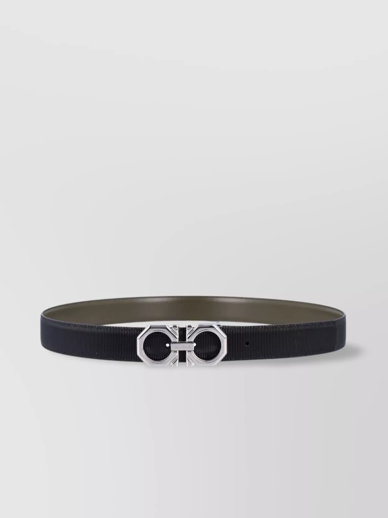 Ferragamo Octagonal Gancini Textured Design Belt