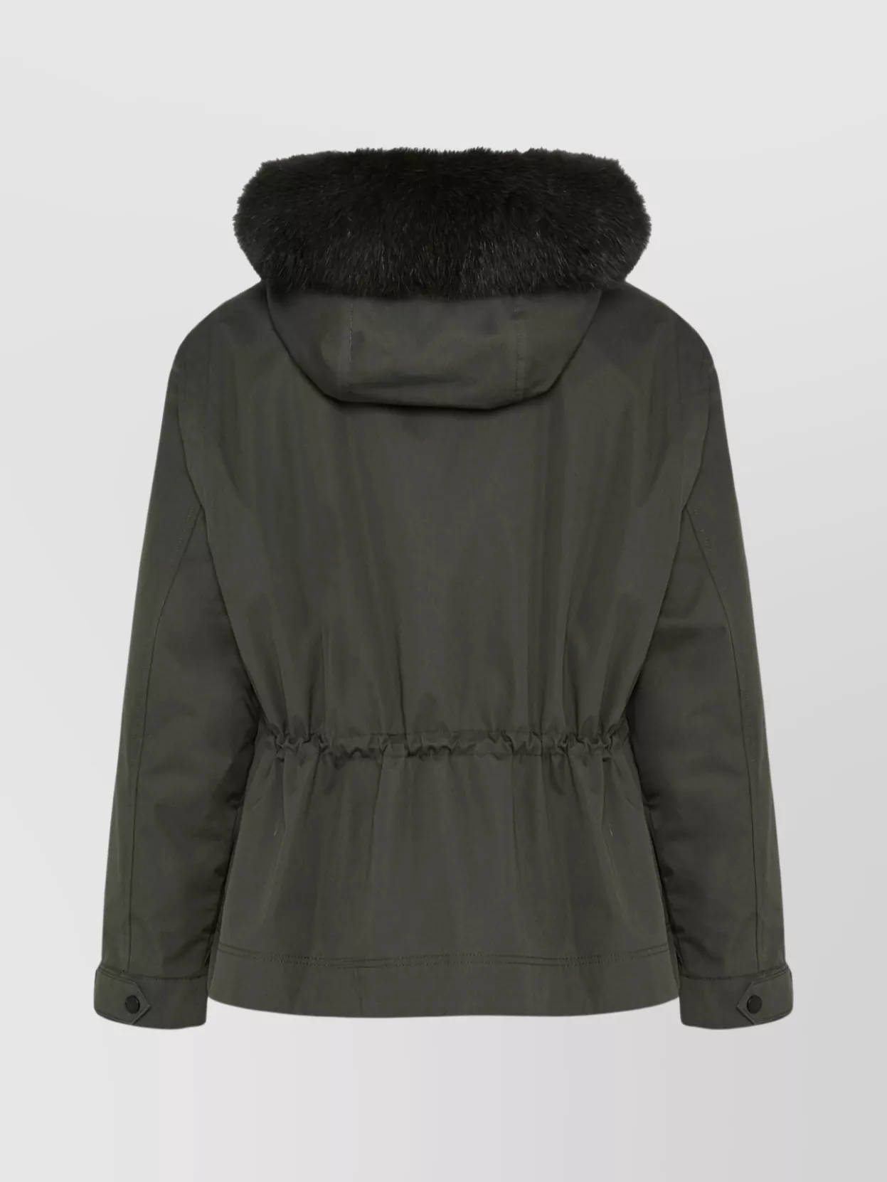 Yves Salomon Cotton Blend Short Parka With Fur Trim