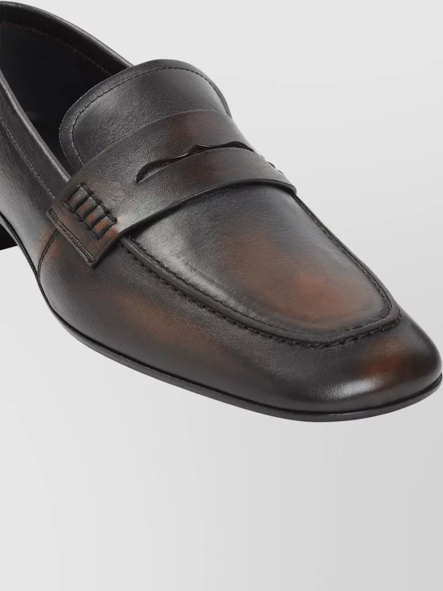 Dries Van Noten Leather Loafer Round Toe Penny Strap