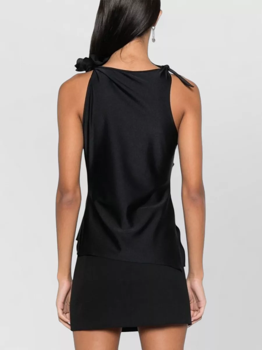 Coperni Asymmetric Satin Top With Bow And Cut-Out