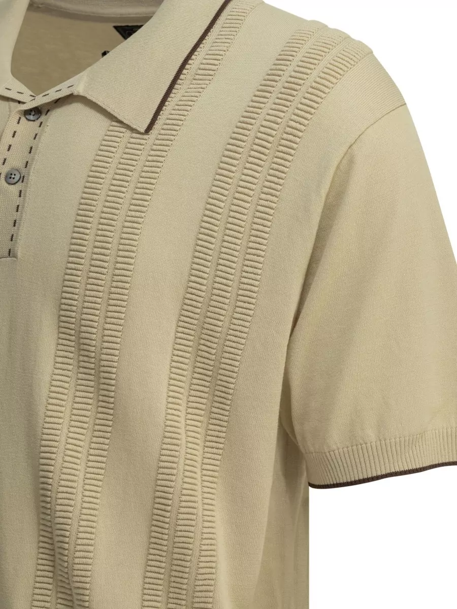 Beams Plus Textured Knit Polo Shirt