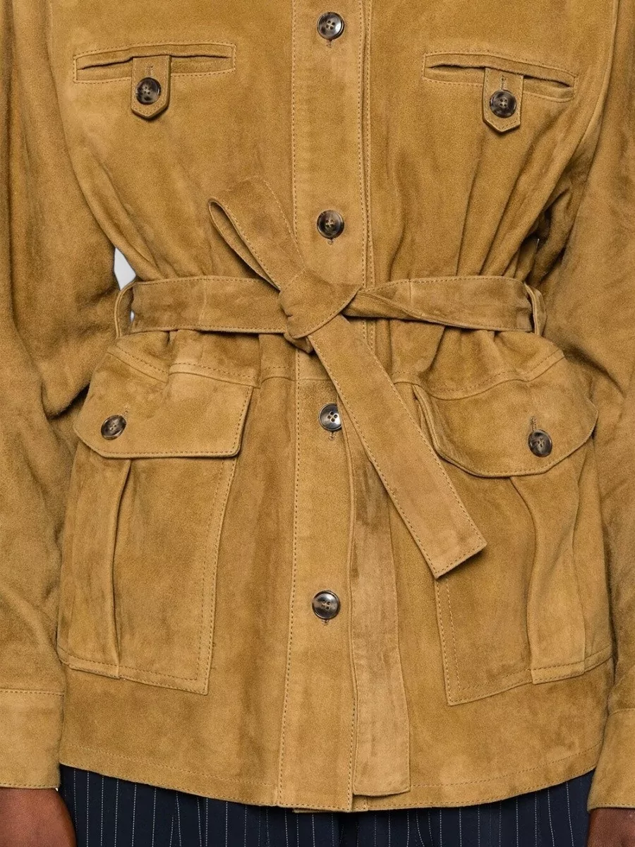 Yves Salomon Leather Single Breasted Coat