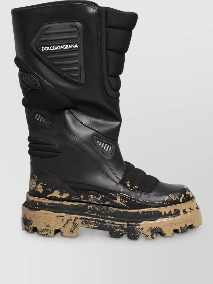 Dolce&Gabbana Leather Biker Mid Calf Boots