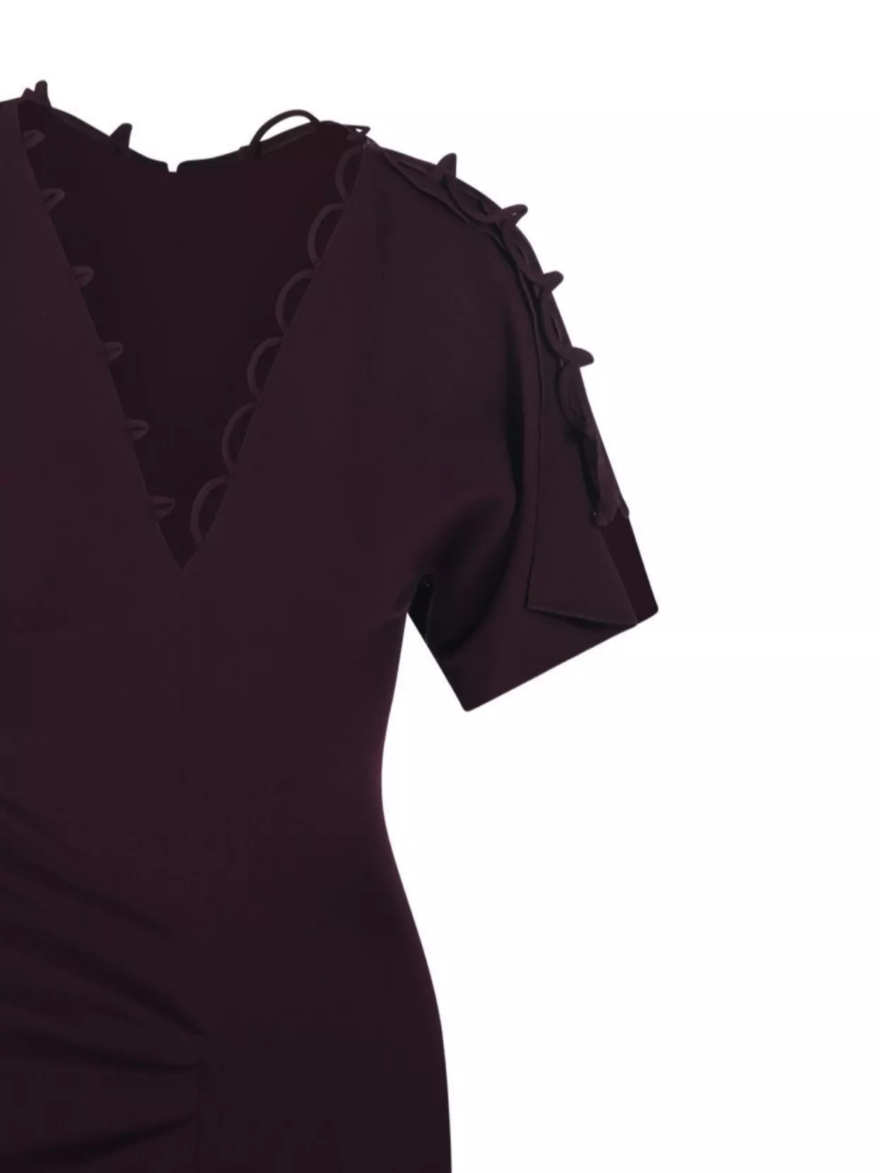 Victoria Beckham Midi Dress With Ruched Scalloped Detail