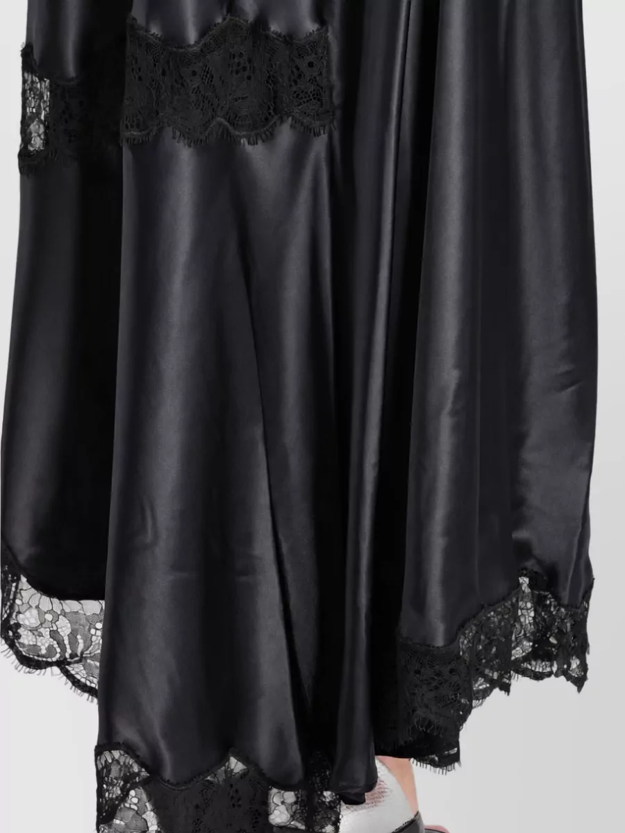 Isabel Marant Silk Lace Trim Asymmetric Midi Skirt