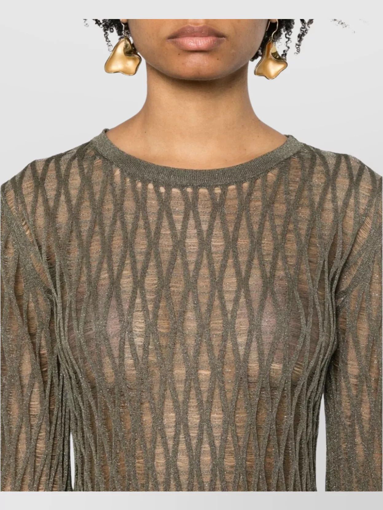 Federica Tosi Sheer Textured Midi Dress With Long Sleeves