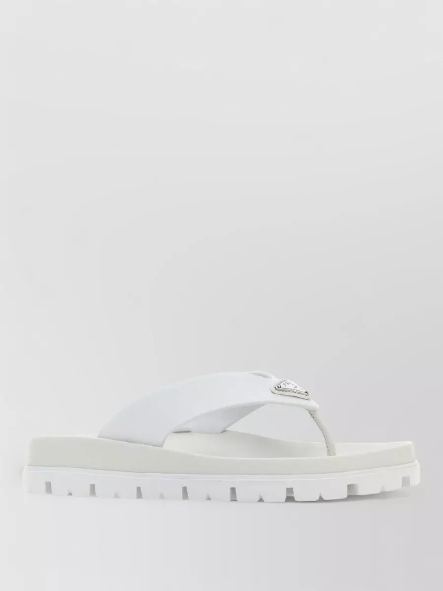 Prada Rubber Thong Sandals Flat Open Toe In White