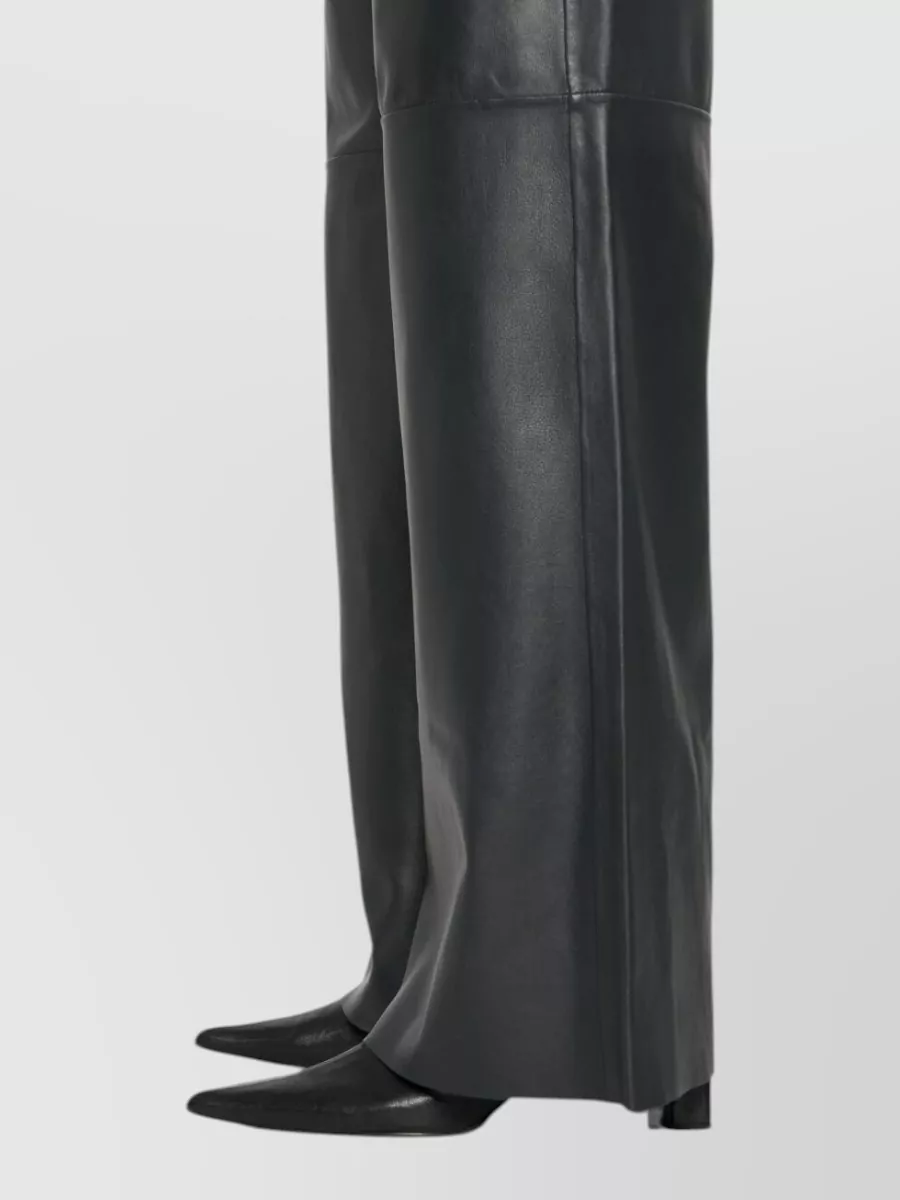 Forte Forte Leather High-Rise Paneled Wide-Leg Trousers