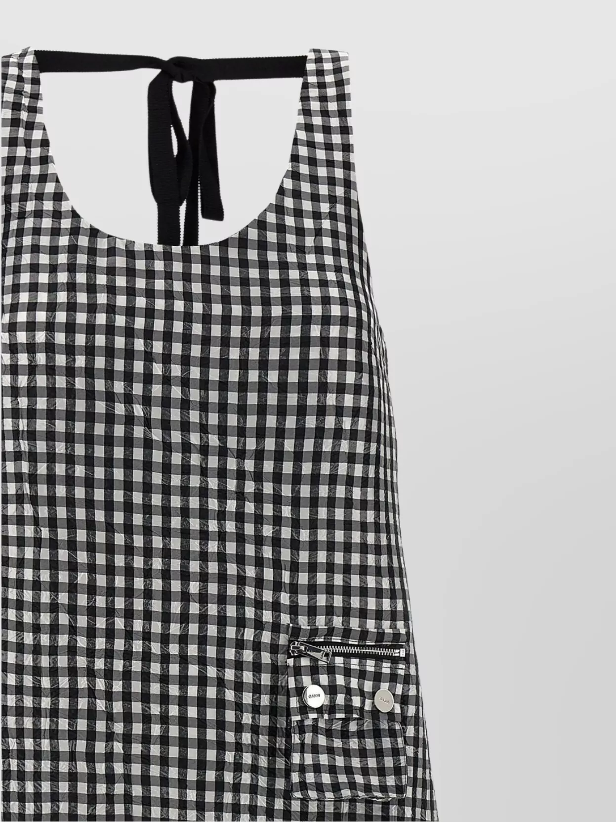 Ganni Crinkled Check Long Dress