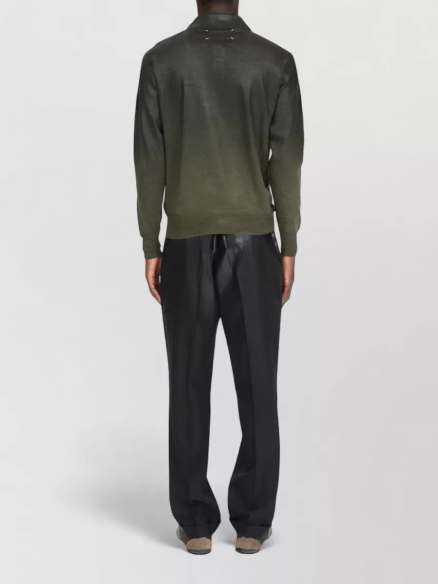 Maison Margiela Wool Blend Long Sleeve Polo Shirt