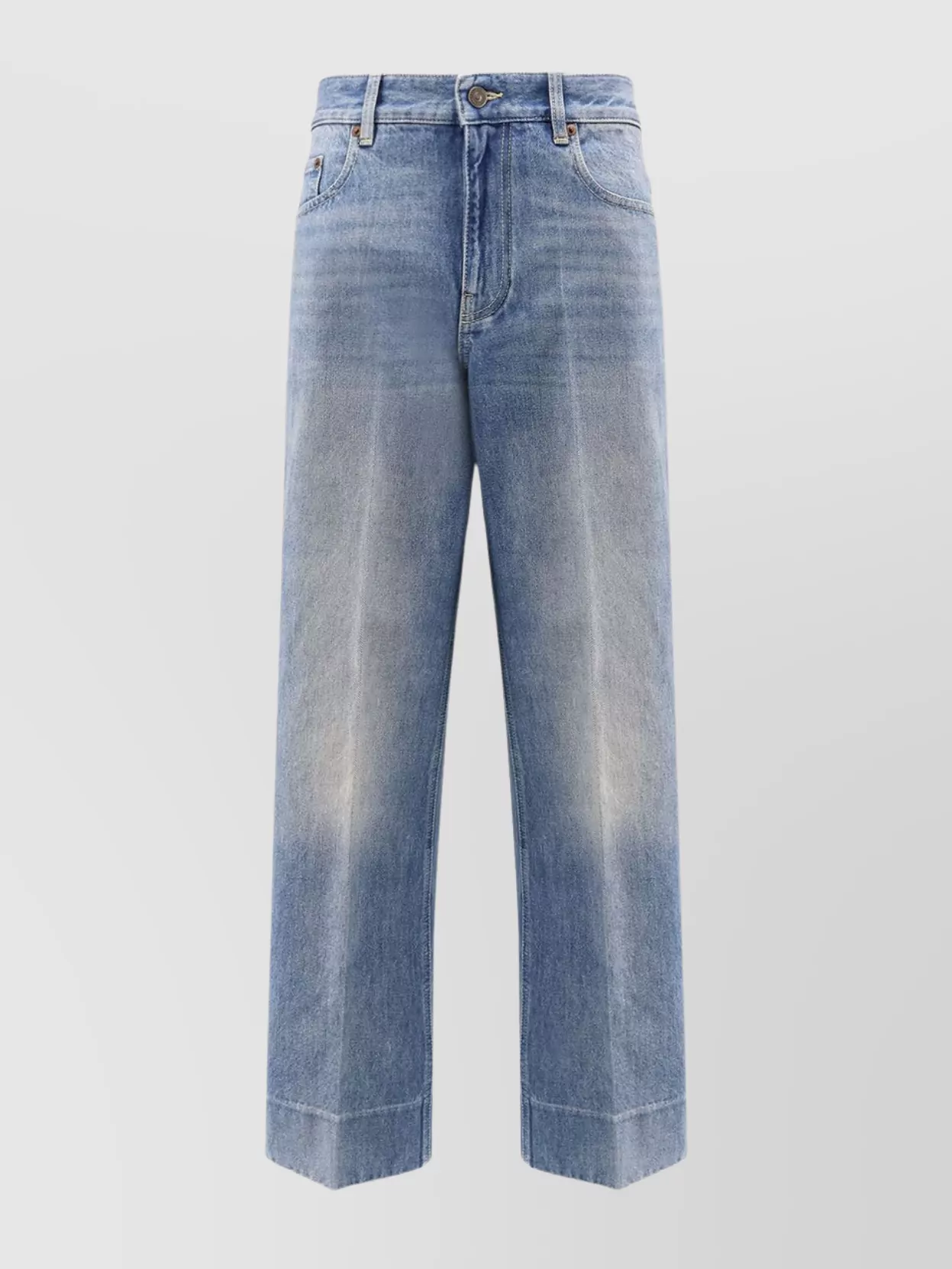 VALENTINO CHECKERED DETAIL DENIM TROUSERS 