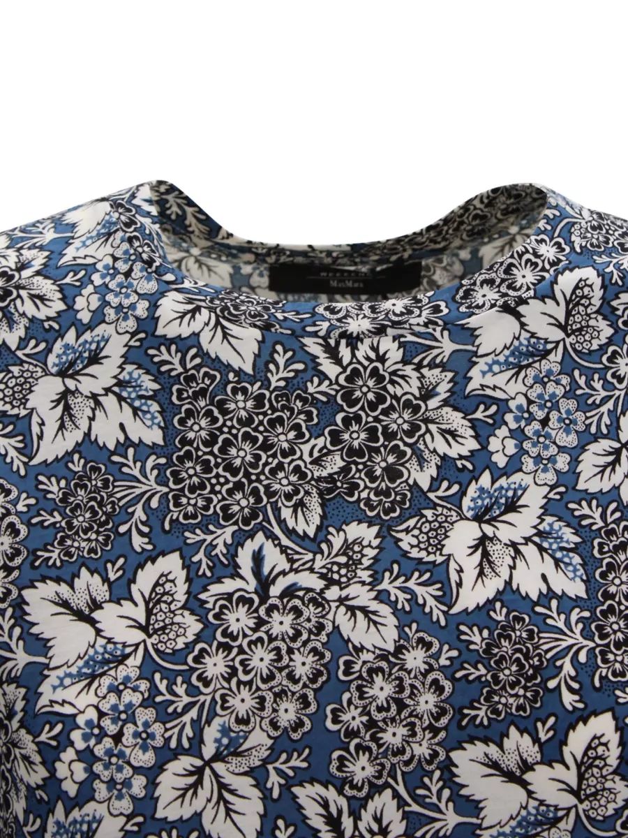 Weekend Max Mara Cotton Floral-Print Short-Sleeve Midi Dress