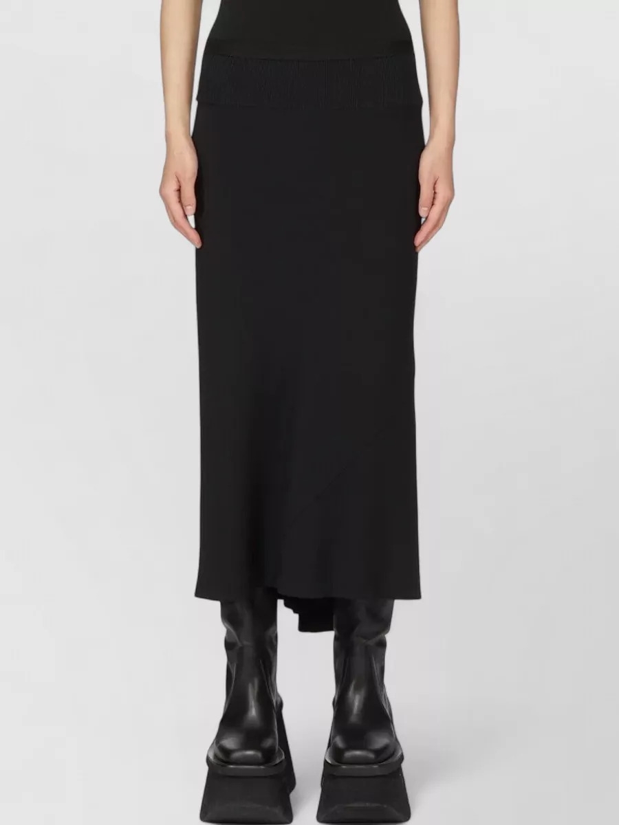 Rick Owens ribbed asymmetric high-rise midi skirt
