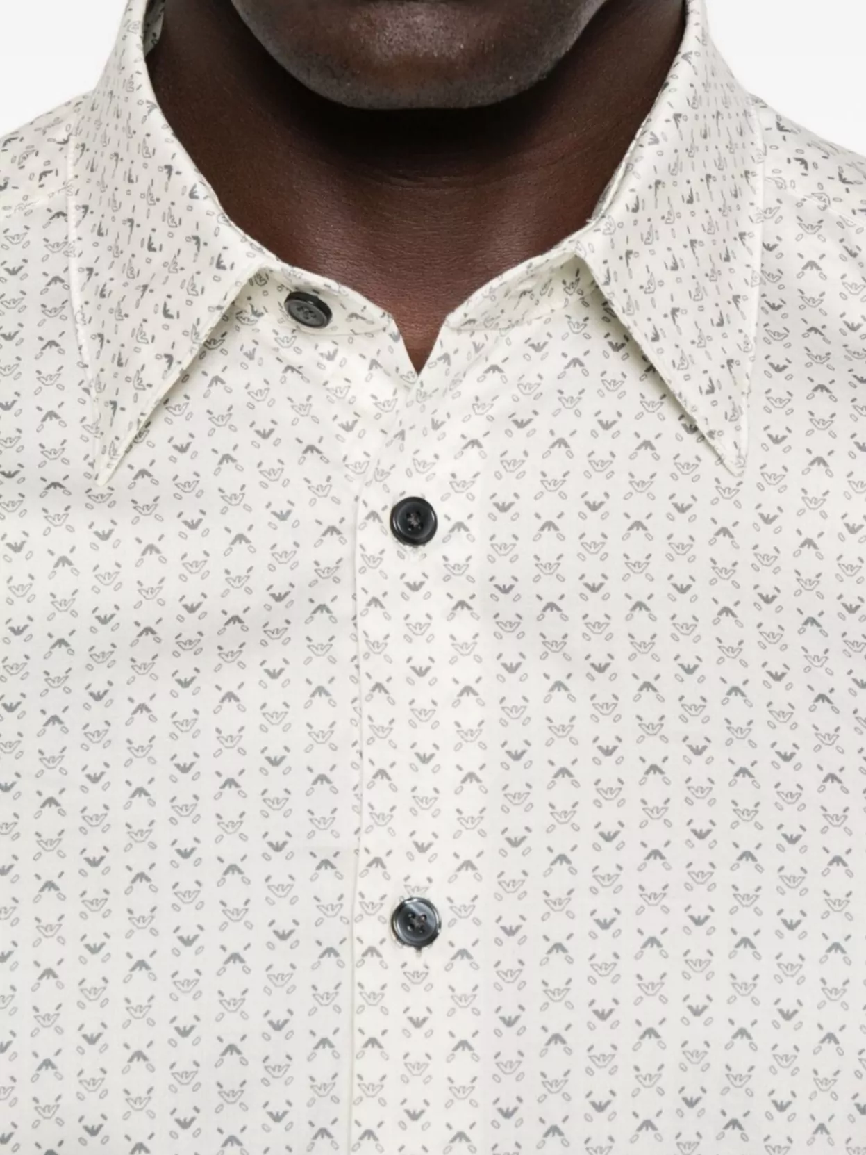 Emporio Armani Geometric Print Cotton Shirt With Button-Down Collar