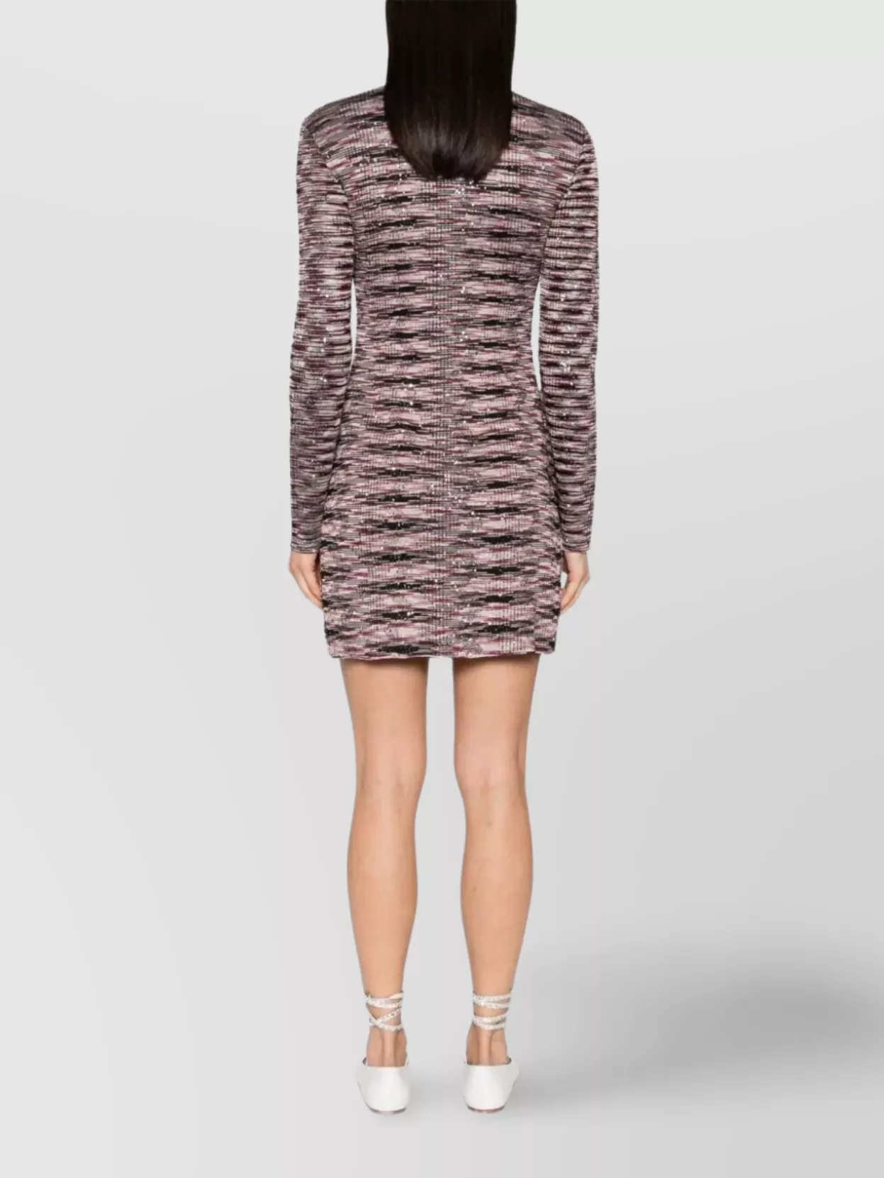 Missoni Metallic Textured Dress Long Sleeves High Neck