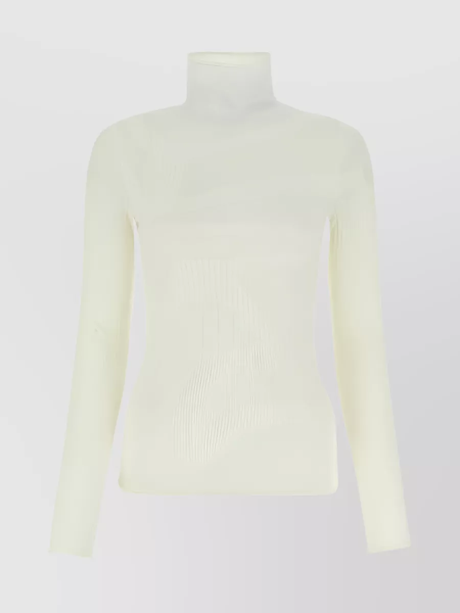 Shop Dion Lee Patterned Intarsia Knit Roll Neck Sweater In White