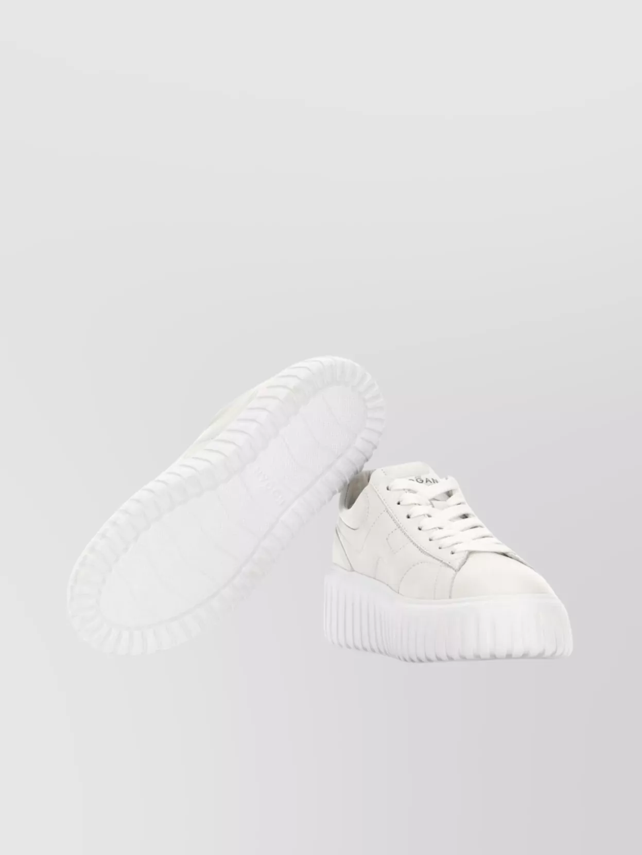 Hogan H-stripes Leather Sneakers With Embellished Flatform Sole