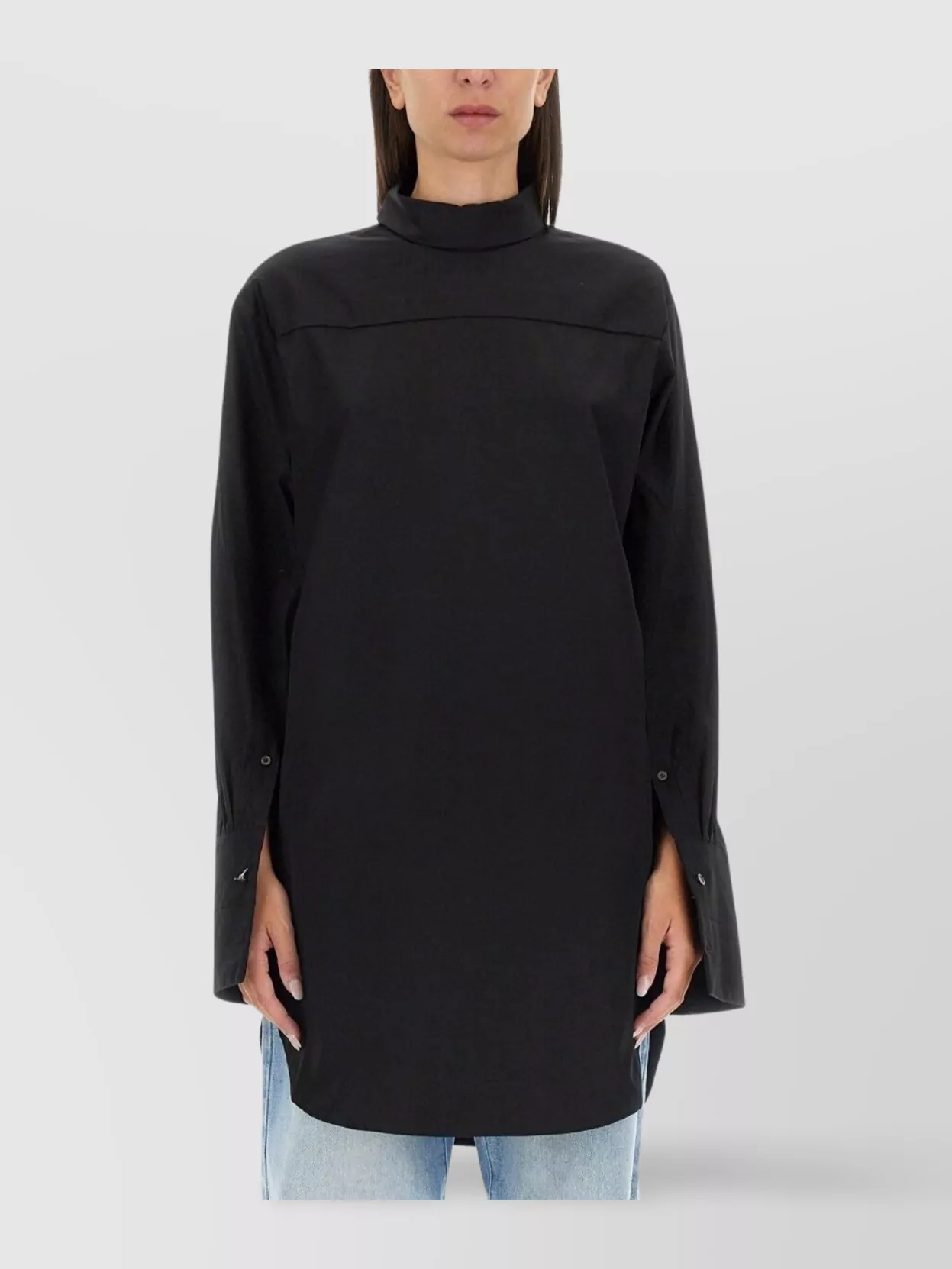 Dries Van Noten Longline Plaid Shirt High-low Hem In Black