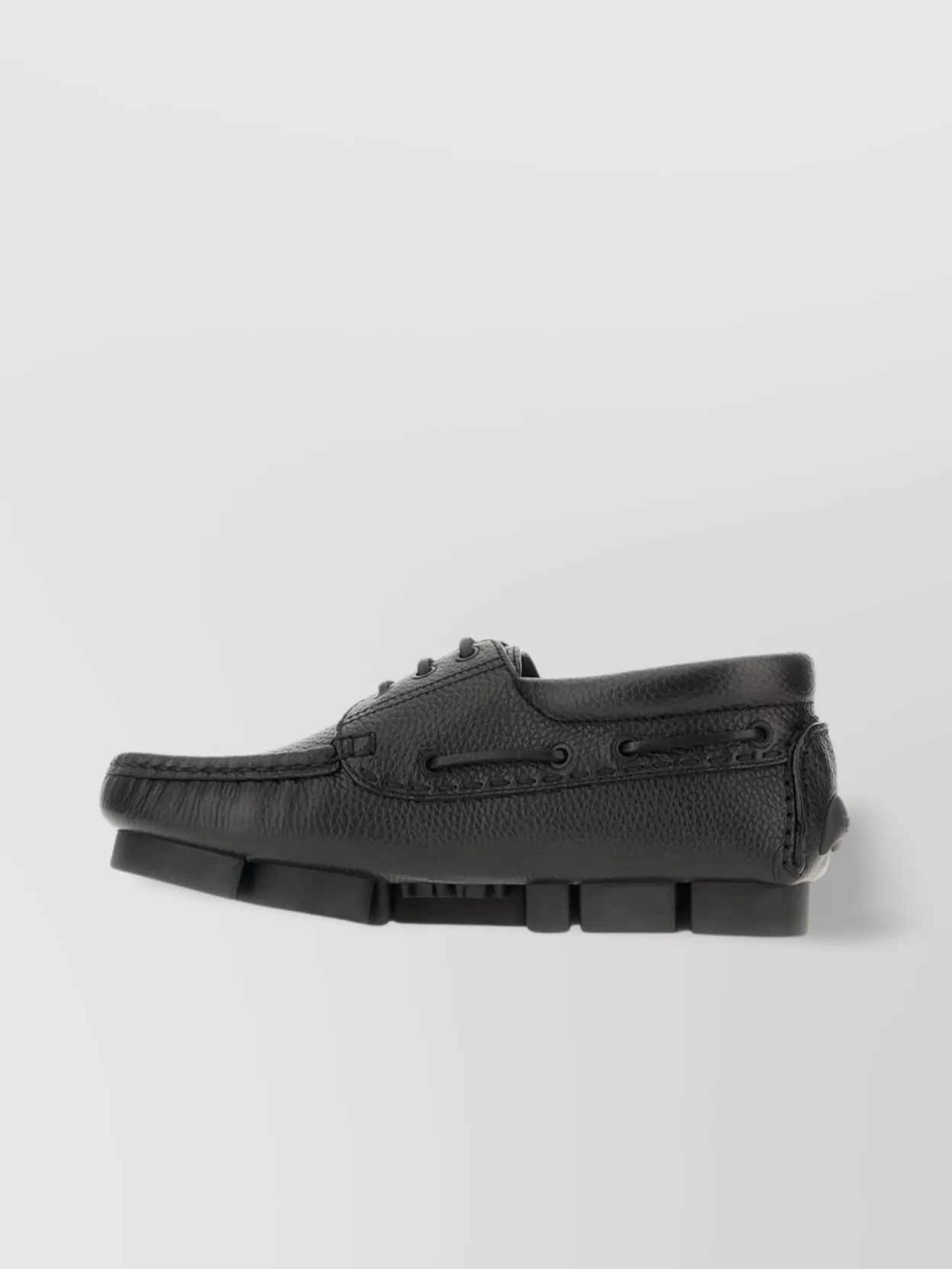 Fendi Leather Driver Loafers Lace-Up Detail