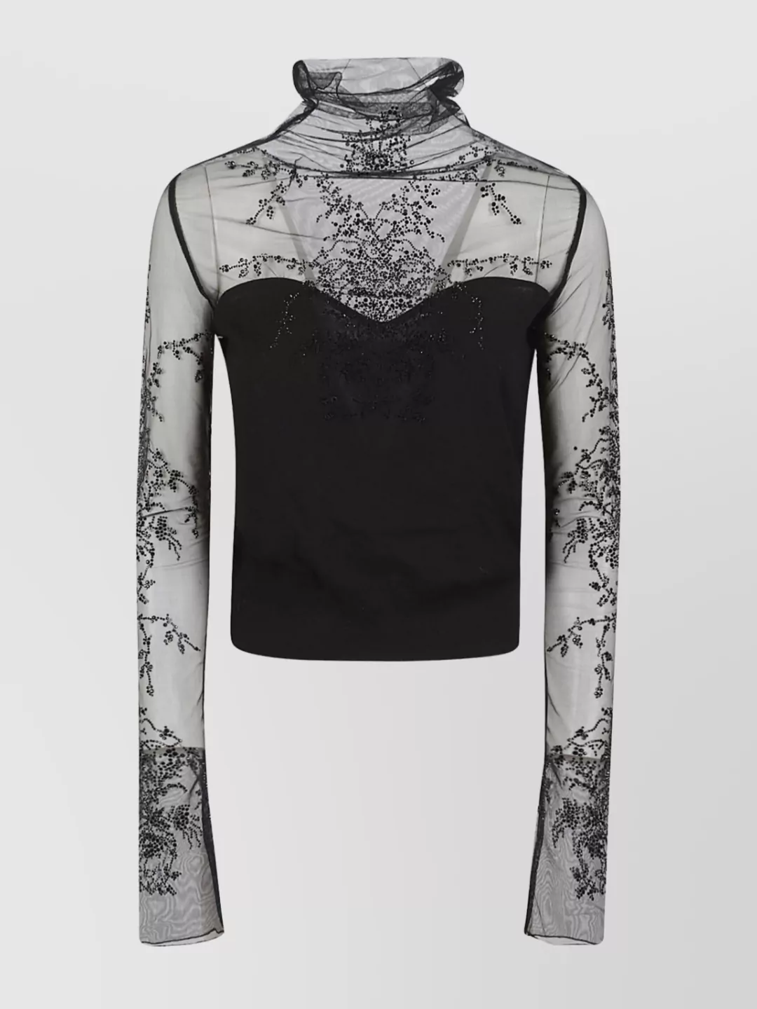 Ermanno Scervino High Neck Long Sleeve Knit Sweater In Black