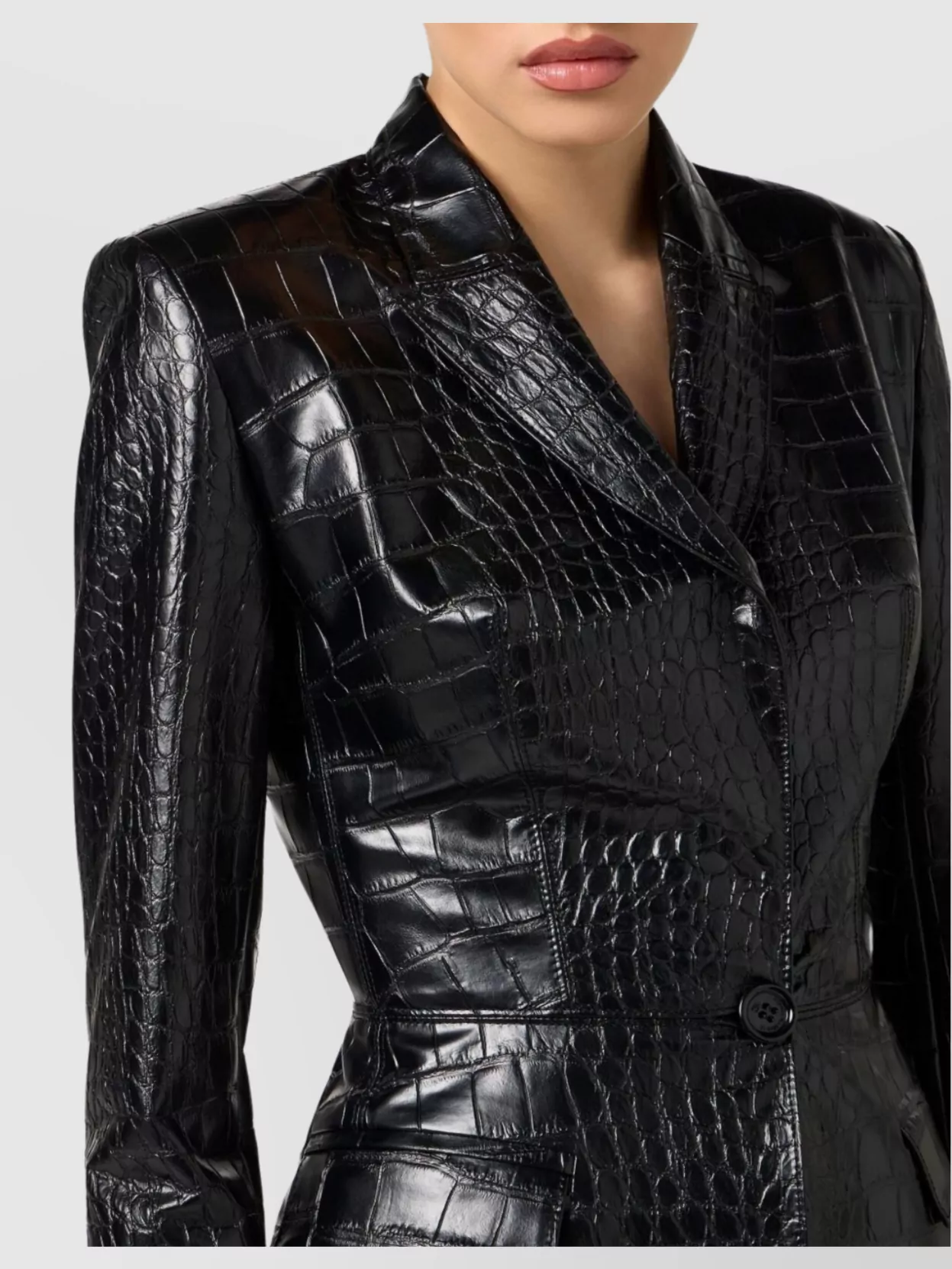 Elisabetta Franchi Crocodile Effect Blazer Flap Pockets