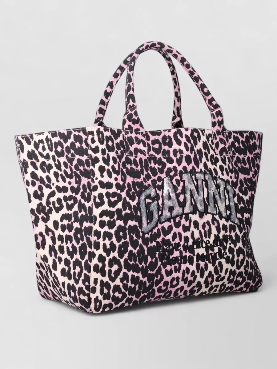 Ganni Cabas Xxl Printed Sequin Tote Bag
