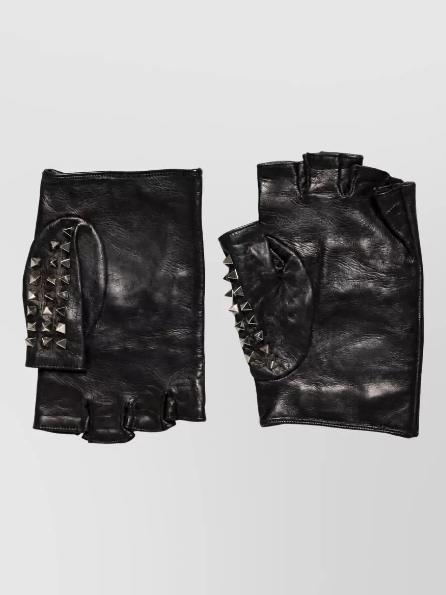 Dolce&Gabbana Embellished Leather Wrist-Length Mittens