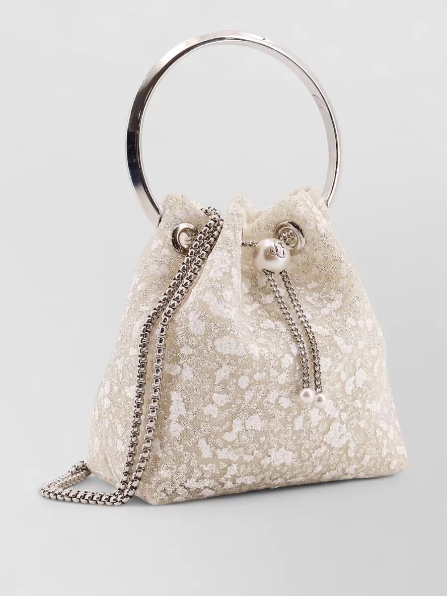Jimmy Choo Bon Bon Mesh Bucket Bag With Micro Sequins
