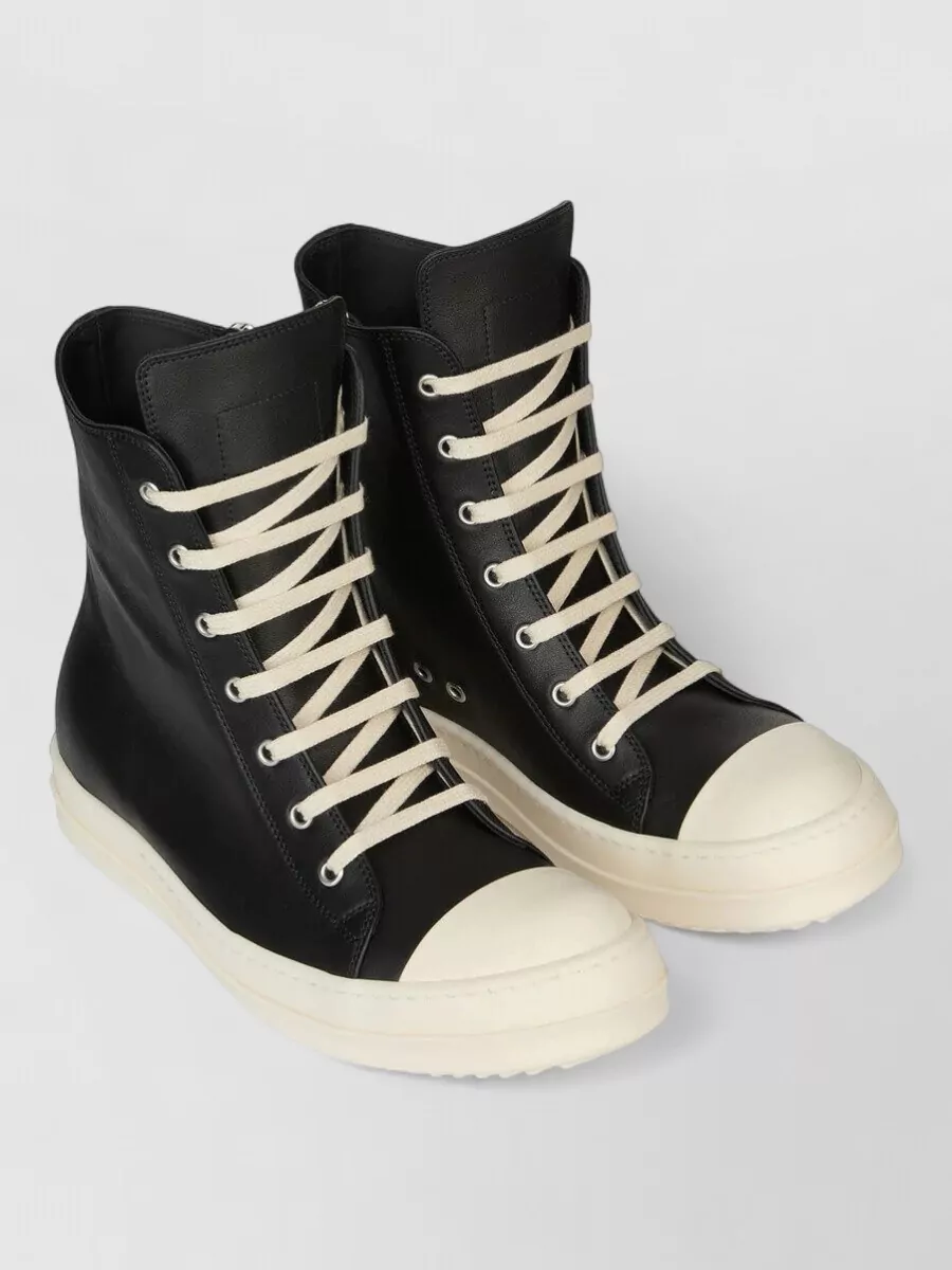 Rick Owens Leather High-Top Ankle Boots