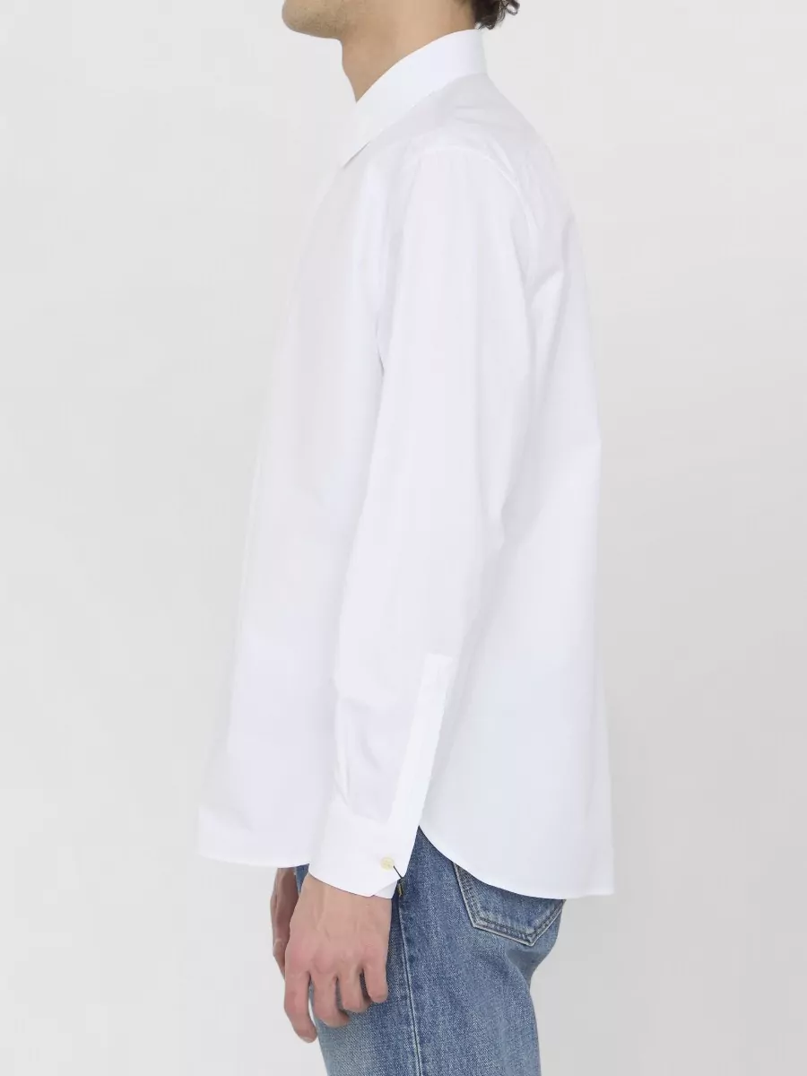 Saint Laurent Yves Collar Cotton Poplin Long Sleeve Shirt
