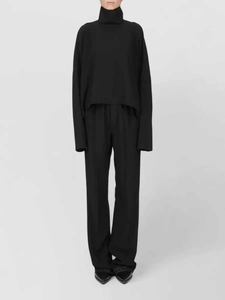 Rick Owens Cropped asymmetric high turtleneck long sleeve top