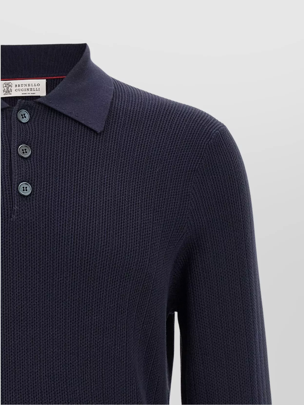 Brunello Cucinelli Knit Polo Shirt Ribbed Texture