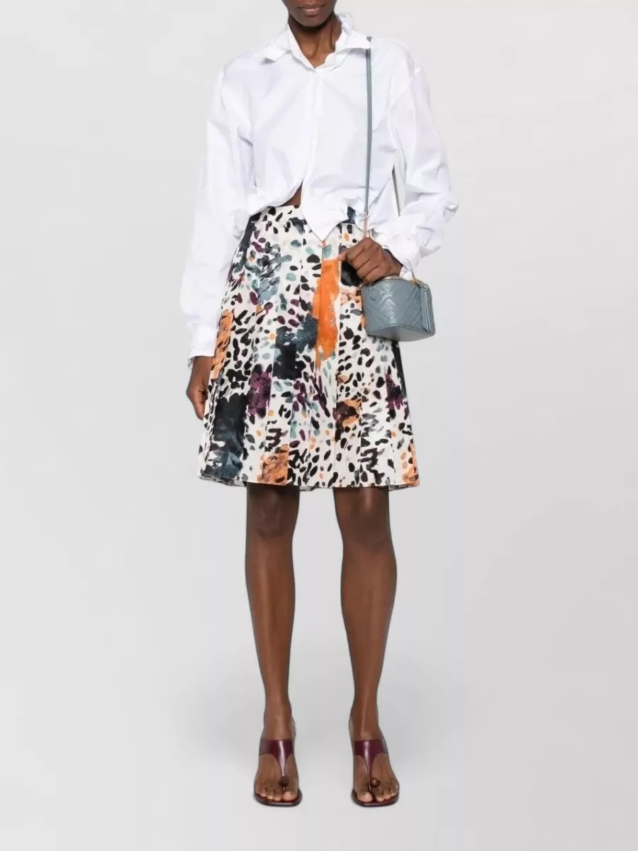 Fendi Moth-print Silk Midi Skirt Clothing In Multi
