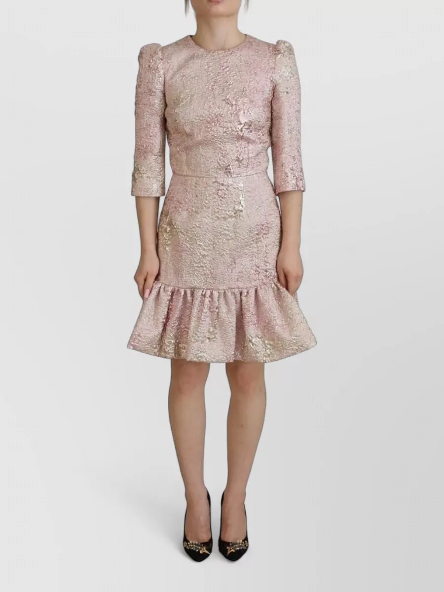 Dolce&Gabbana silk jacquard 3/4 sleeve midi dress
