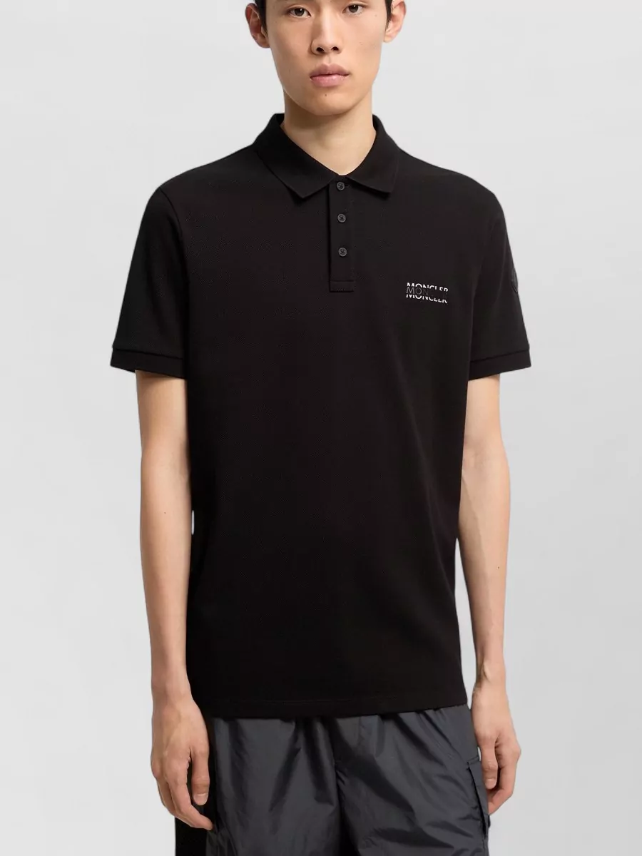 Moncler Cotton Piqué Polo Shirt Logo Detail