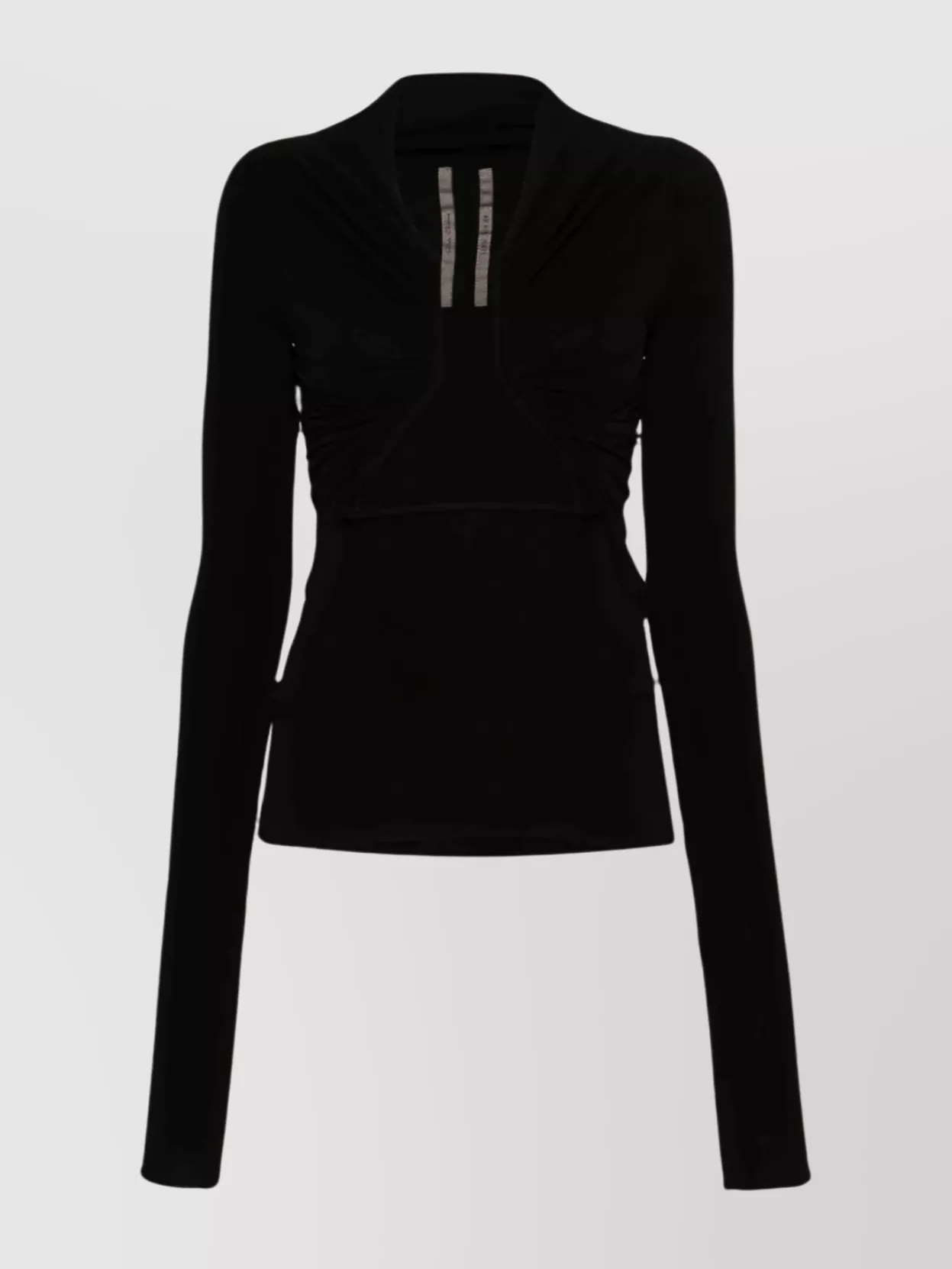 Shop Rick Owens Wire Cutout V-neck Top With Ruched Detailing In Black