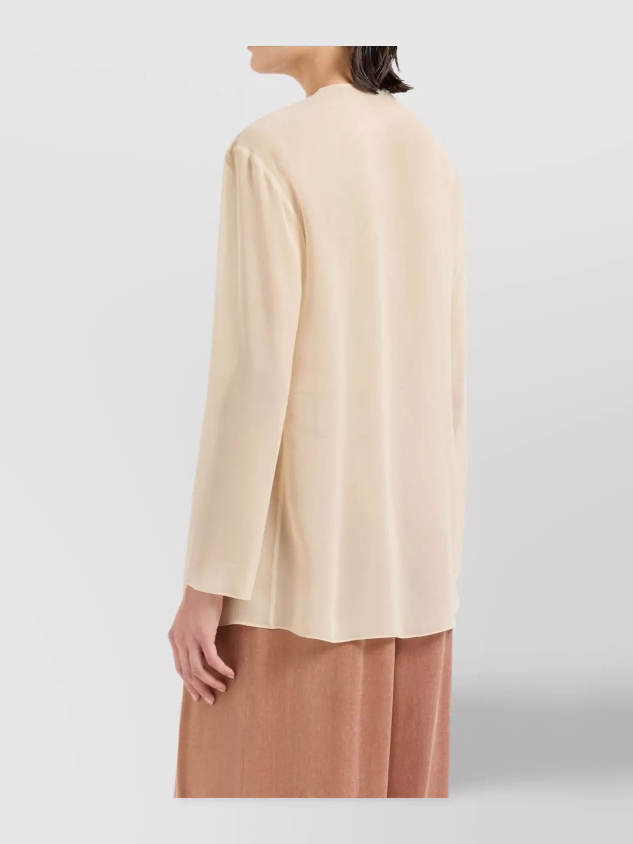 Giorgio Armani Silk Draped Shirt Front Pleats