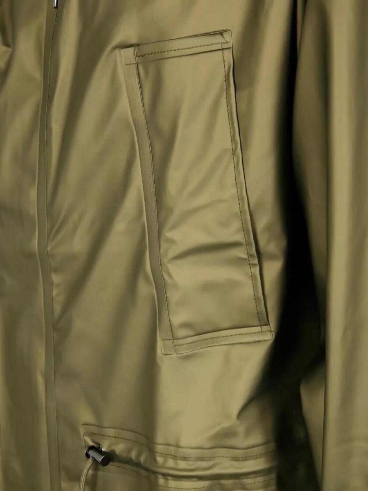 Rains Long Jacket Hood Drawstring Waist