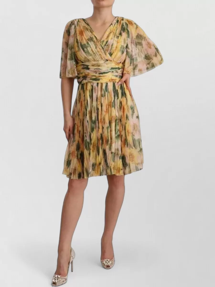 Dolce&Gabbana Silk floral print pleated maxi dress