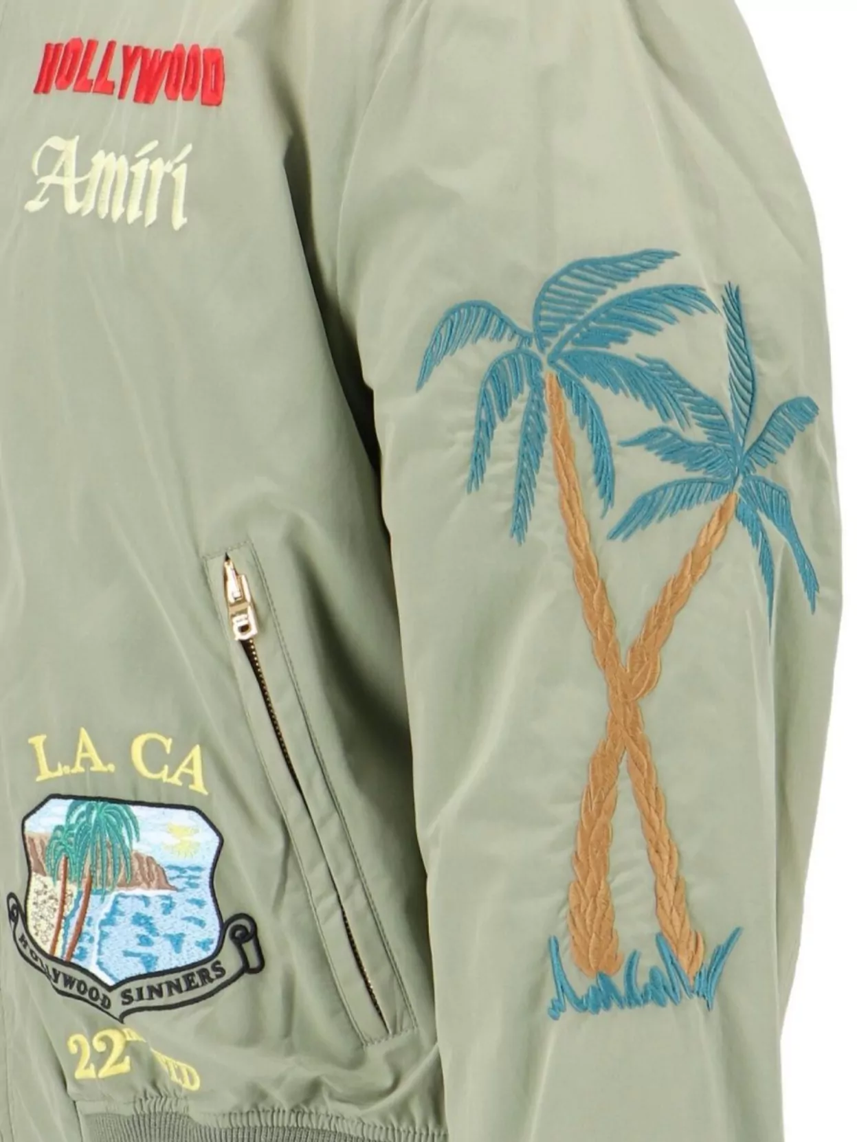 Amiri Embroidered Casual Jacket With Colorful Patches In Green