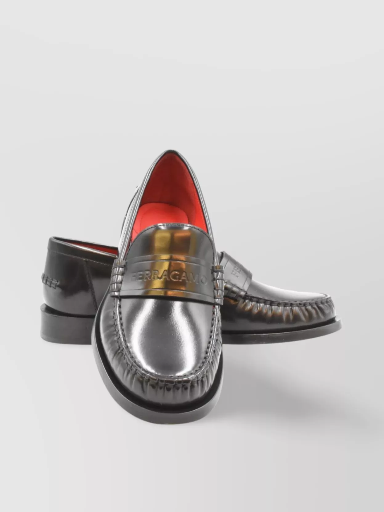 Ferragamo Leather Moc Toe Loafers