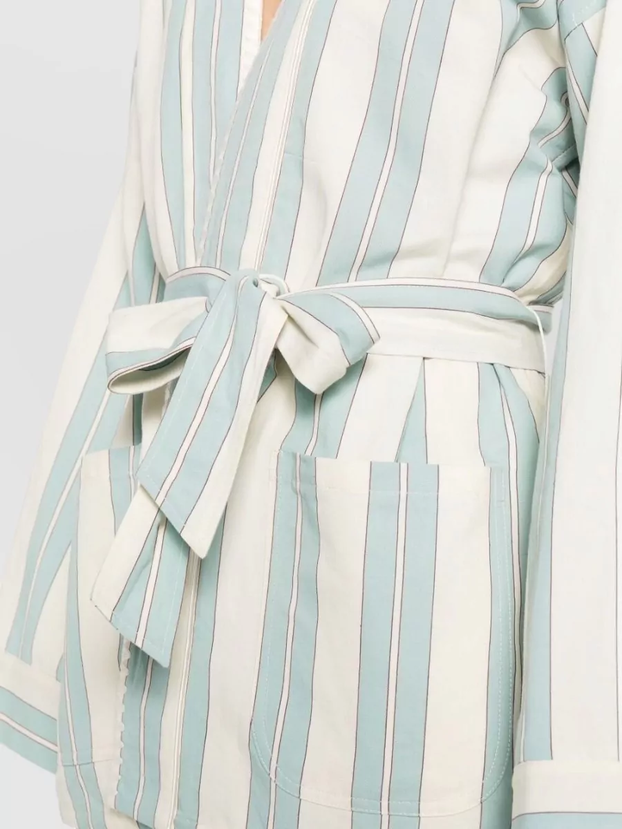 Forte Forte Striped Wrap V-Neck Long-Sleeve Suit Jacket
