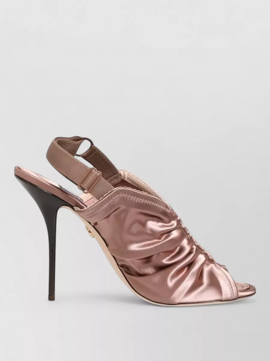 Dolce&Gabbana Satin Ruched Slingback Sandals
