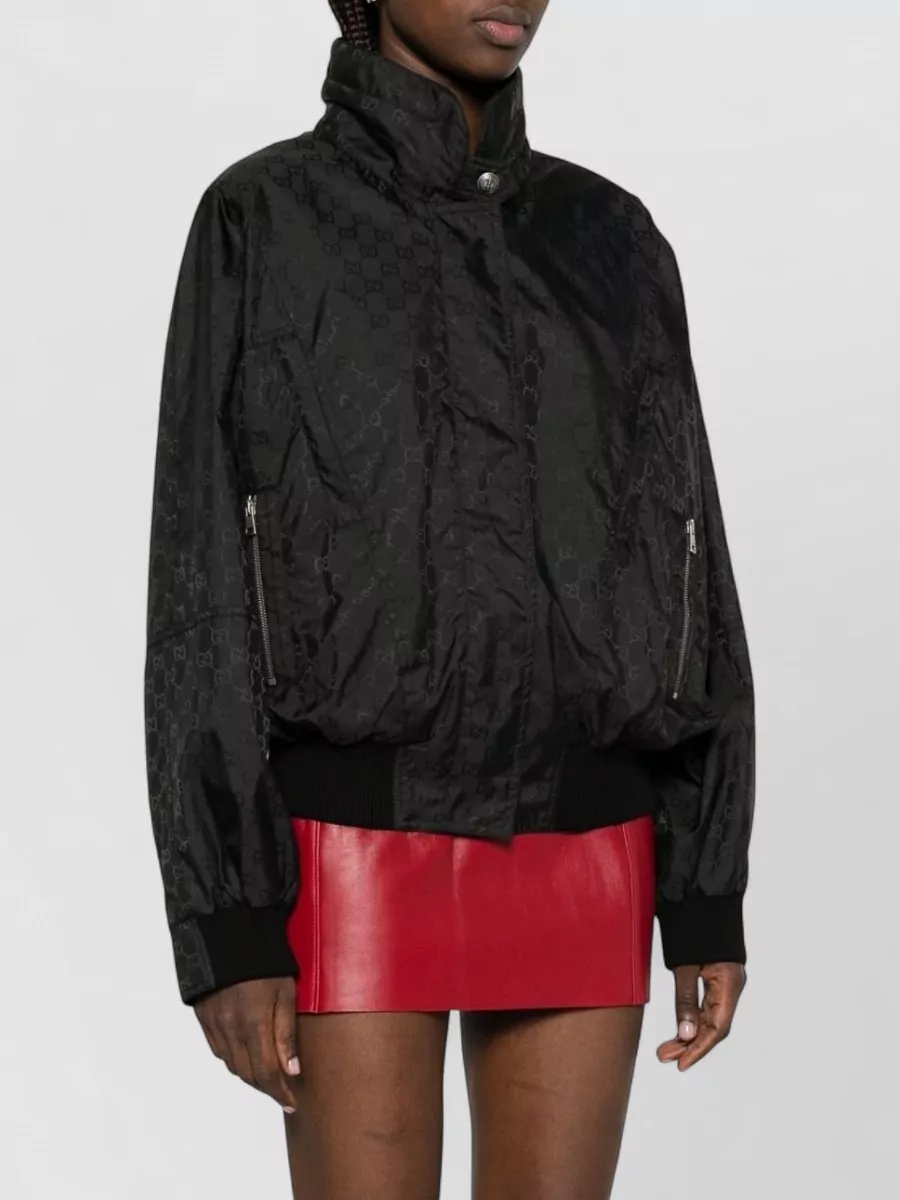 Gucci Monogram Nylon High-Neck Single-Breasted Coat